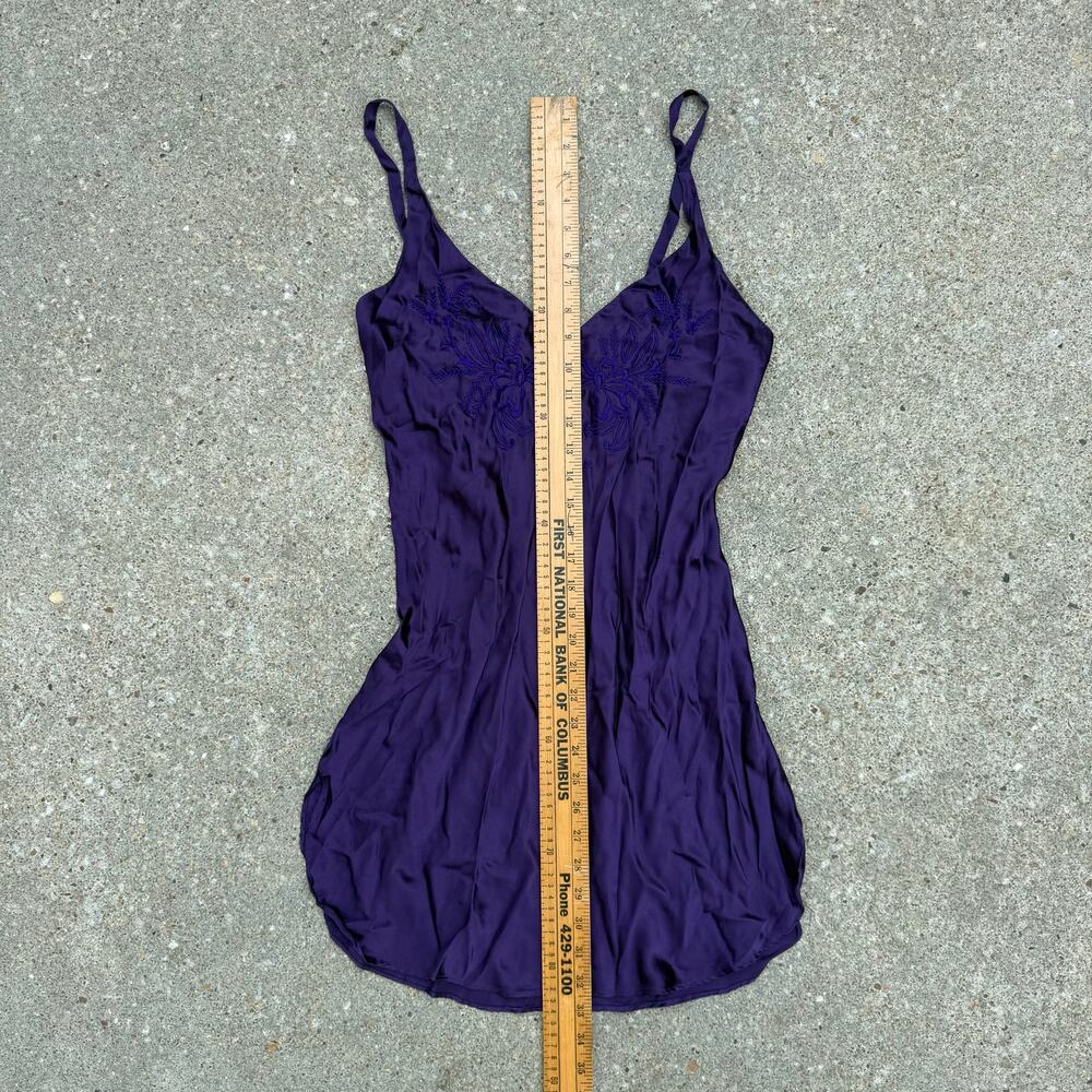 VTG Victoria's Secret Gold Label Silk Floral Embroidered Slip Dress Purple Small - Picture 7 of 10